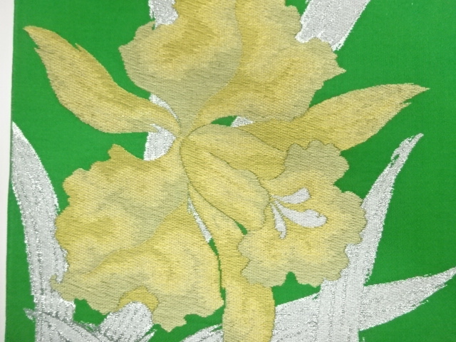  カトレア模様織出し袋帯